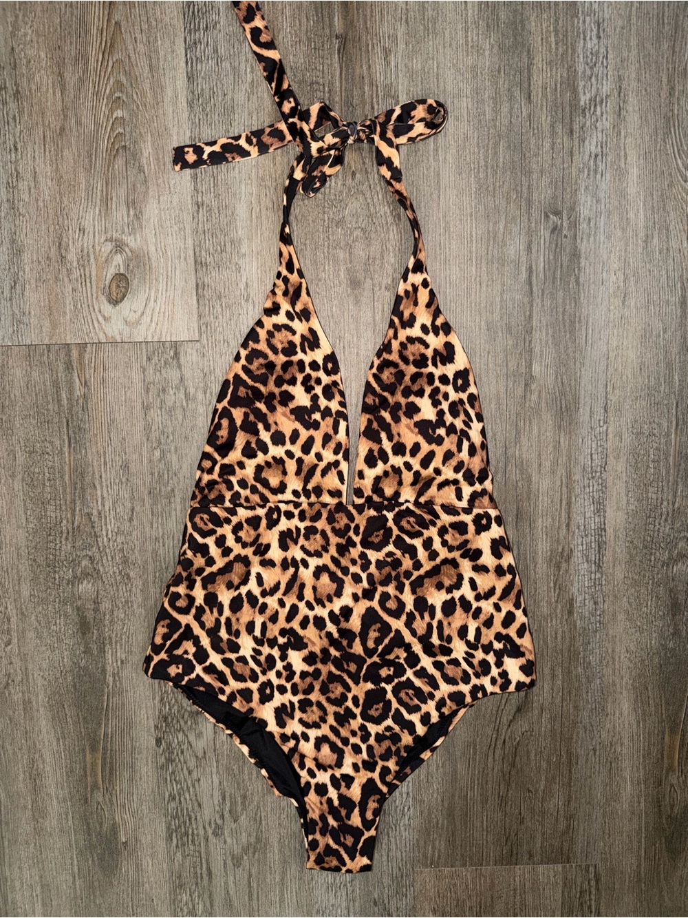 Zara one piece halter leopard print swimsuit